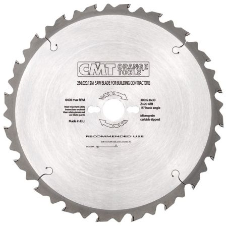 CMT piła tarczowa 300x30x3,2 HM 20zębów budowlane 286.048.12M