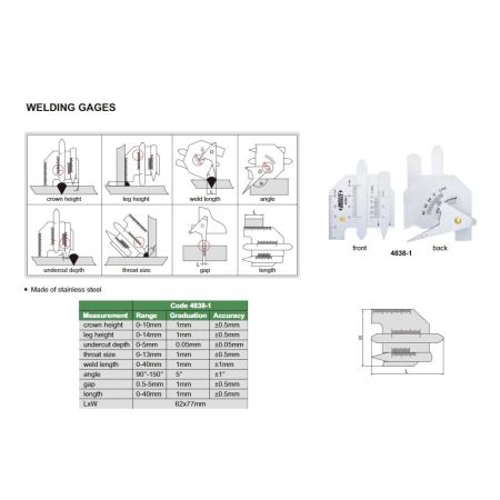 INSIZE spoinomierz uniwersalny SPA-40 typu MS1/MS2 4838-1