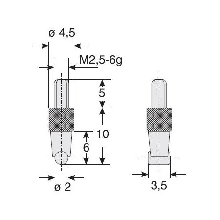 KÄFER końcówka pomiarowa cylindryczna Ø2x3,5mm długość 10mm 852.445