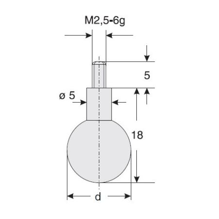 KÄFER końcówka pomiarowa kulkowa Ø11,0mm długość 18mm stalowa 852.430