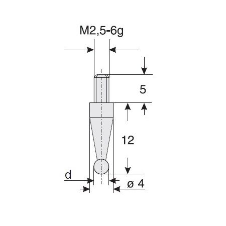 KÄFER końcówka pomiarowa kulkowa Ø2,0mm długość 12mm węglikowa 852.421