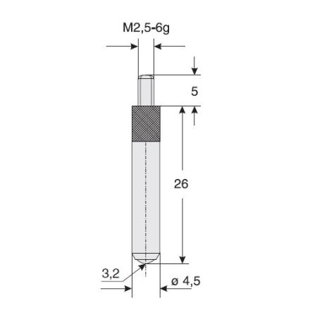 KÄFER końcówka pomiarowa kulkowa Ø3,2mm długość 26mm szafirowa 852.413