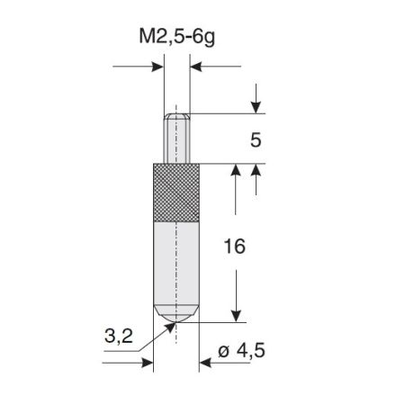 KÄFER końcówka pomiarowa kulkowa fi 3,2mm długość 16mm węglikowa 852.407