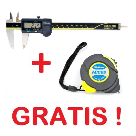 MITUTOYO suwmiarka elektroniczna 150/0,01 mm ABSOLUTE AOS ABS 500-181-30 + ACCUD miara zwijana 3m klasa II 16mm 989-003-01 GRATIS!